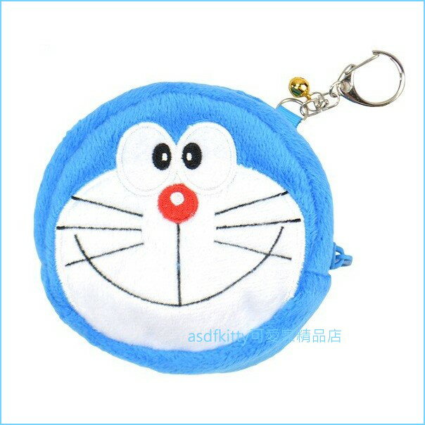 asdfkitty*哆啦A夢大臉圓型絨布零錢包/收納包/鑰匙包/迷你化妝包-日本正版商品