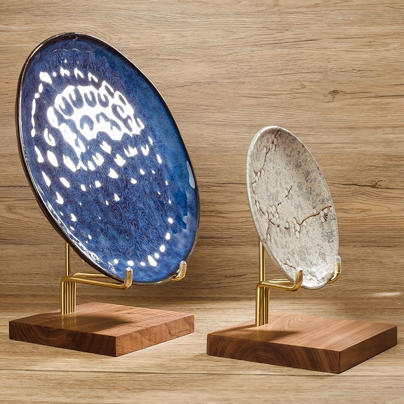 免運 盤子展示架陶瓷器底座工藝術品擺件架子瓷盤托架普洱茶餅支架實木