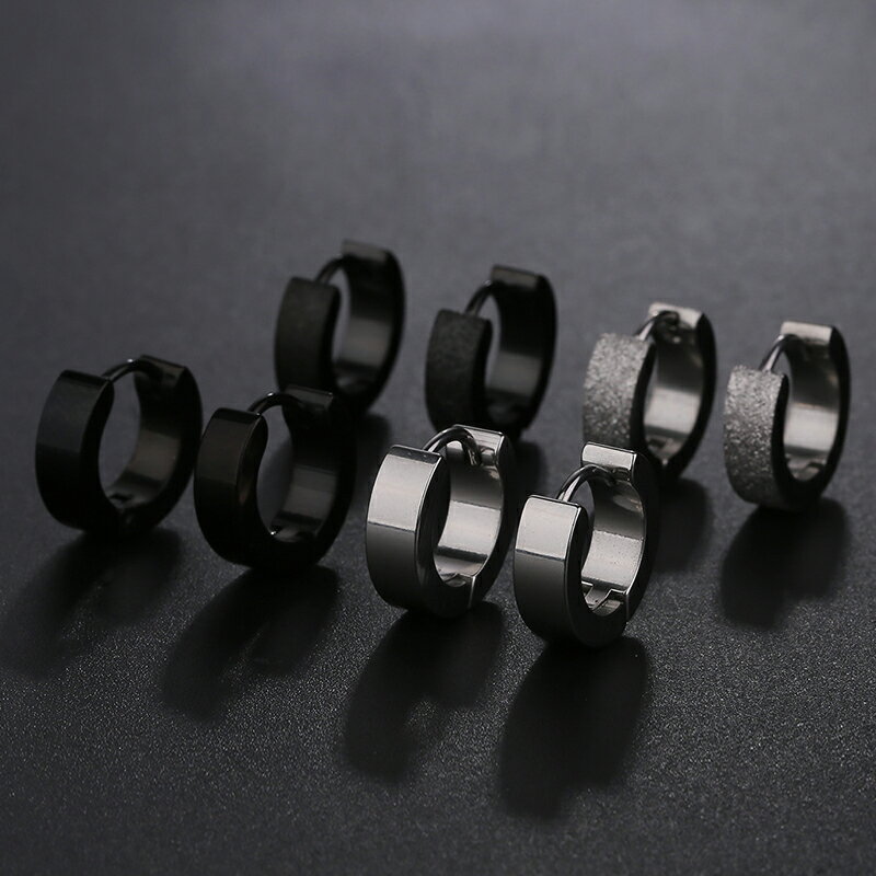 耳環男 男飾品 耳飾 男生耳扣耳環耳釘耳圈2023新款爆款男士潮人女單只黑色鈦鋼耳骨環『ZW8928』