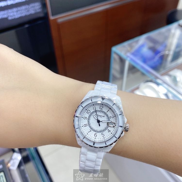 點數9%★COACH手錶,編號CH00076,32mm白圓形陶瓷錶殼,白色簡約, 中三針顯示, 陶瓷款, 鑽圈錶面,白陶瓷錶帶款,找尋好久就是這款!, 立體感十足!【APP下單享9%點數上限5000點】 7