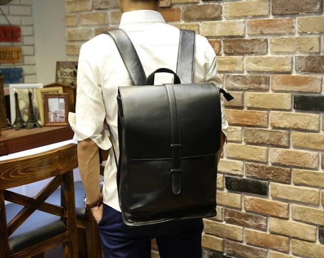 FINDSENSE Z1 韓國 時尚 潮 男 復古 皮質 戶外休閒 翻蓋 學生包 書包 後背包 雙肩包 旅行包