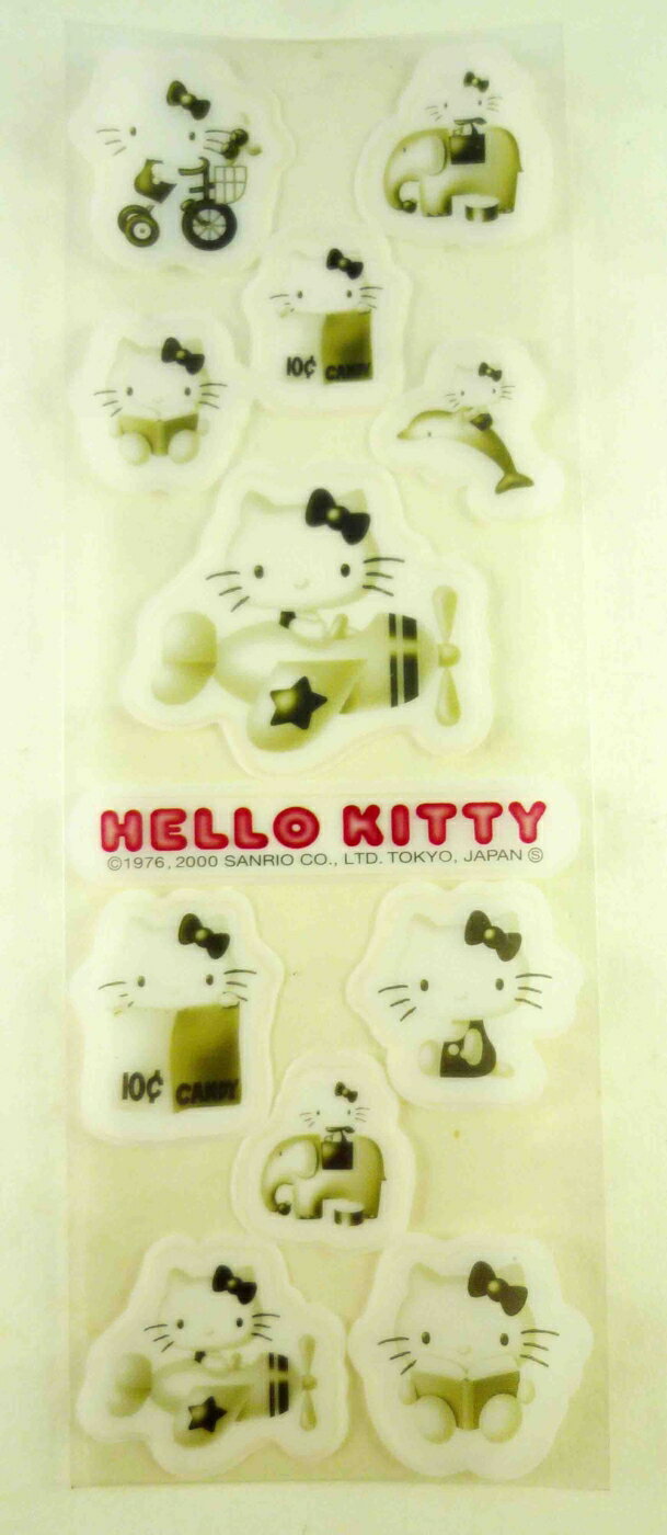 【震撼精品百貨】Hello Kitty 凱蒂貓 KITTY貼紙-透明黑-開飛機 震撼日式精品百貨