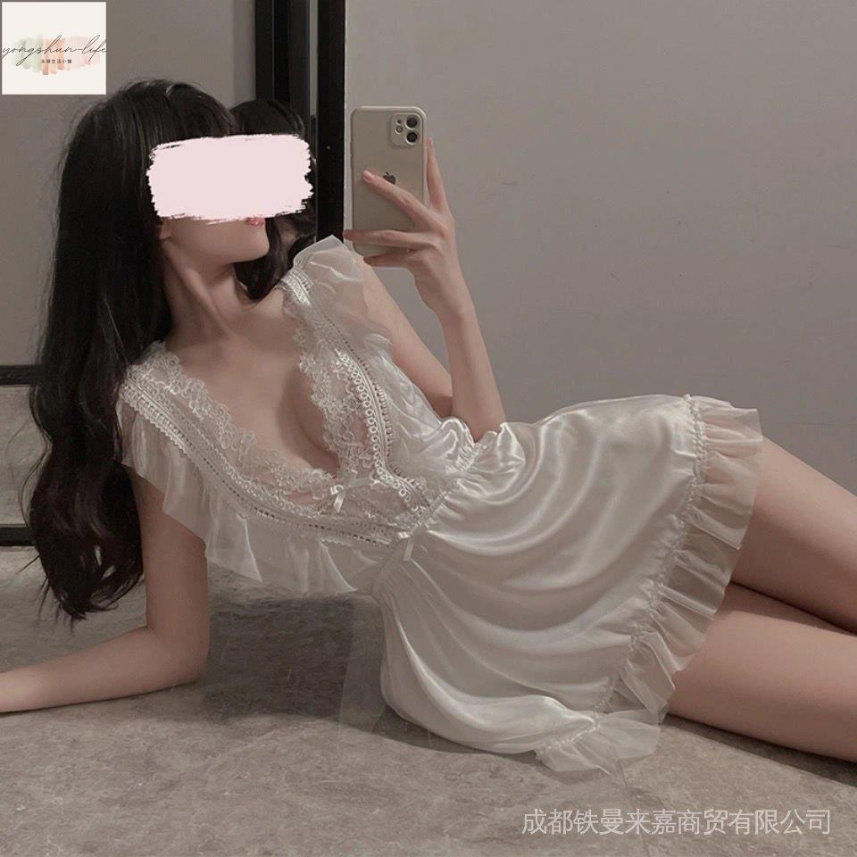 圓舞曲性感睡衣 情趣睡衣 100 公斤 怦然心動:澄澈性感睡衣女冬季小胸曾欲高階感春秋款蕾絲吊帶睡裙 kqi