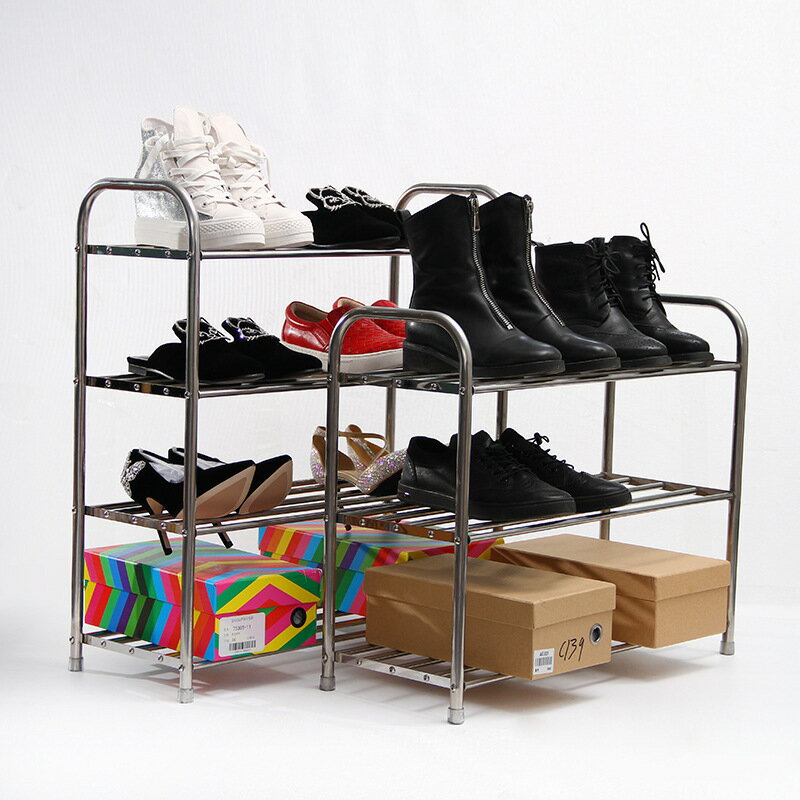 多層不銹鋼簡易鞋架 置地式家用客廳收納鞋柜可定 制