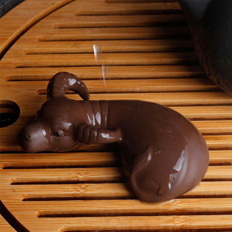 紫砂茶寵牛轉乾坤茶玩金蟾蜍擺件手工雕塑茶盤茶道具可養 1