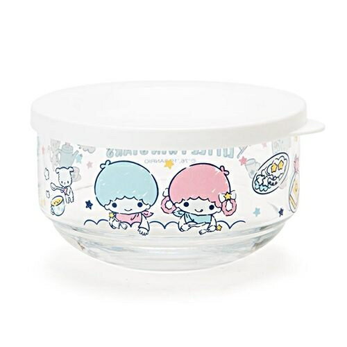 【震撼精品百貨】Little Twin Stars KiKi&LaLa 雙子星小天使 Sanrio 日本製玻璃碗附蓋(早餐新生活)#80778 震撼日式精品百貨