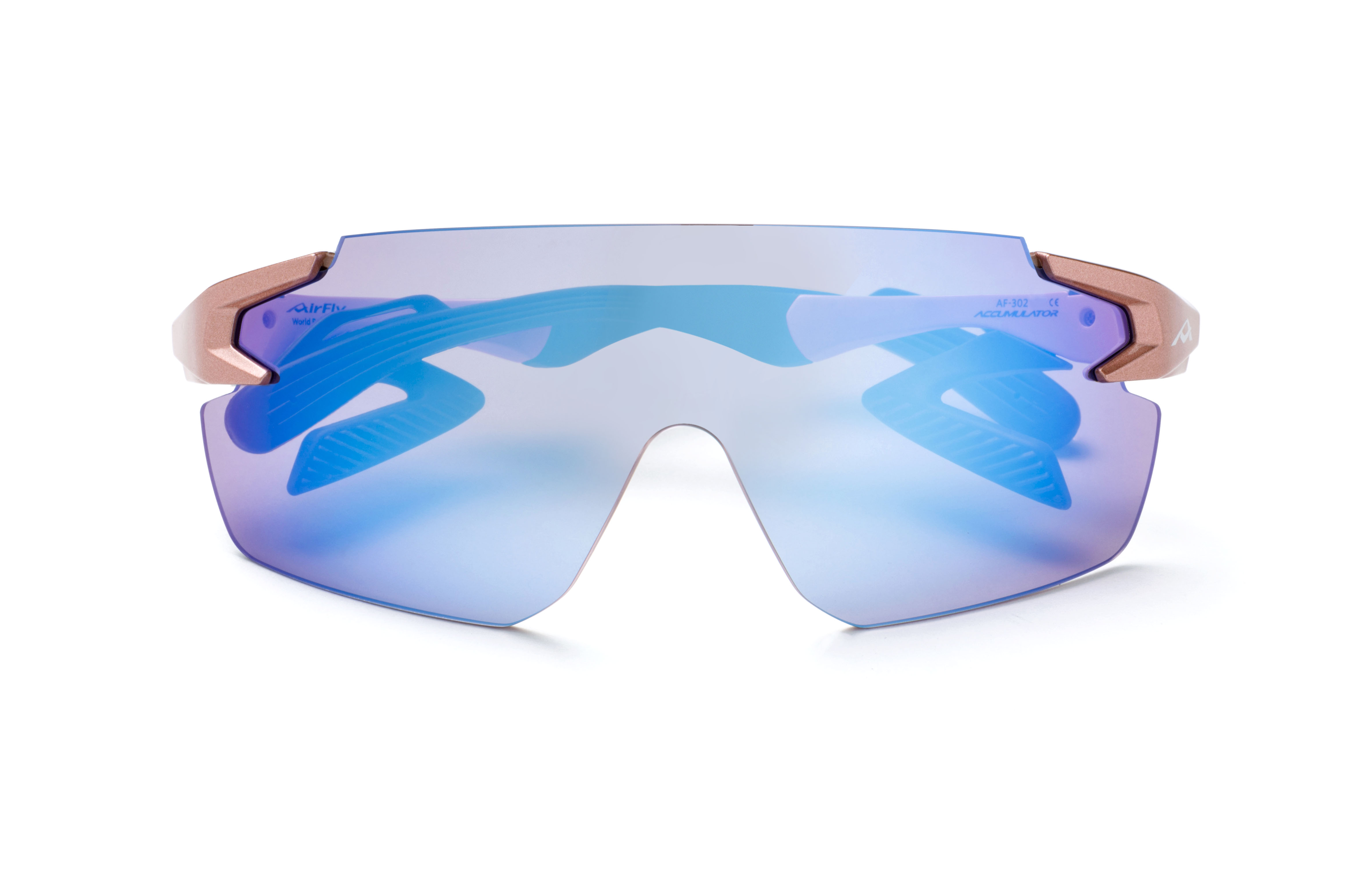 【AirFly】AF302WP-C4 無鼻墊運動太陽眼鏡 小臉福音 藍粉高對比偏光鏡片 鮭魚粉/灰 1
