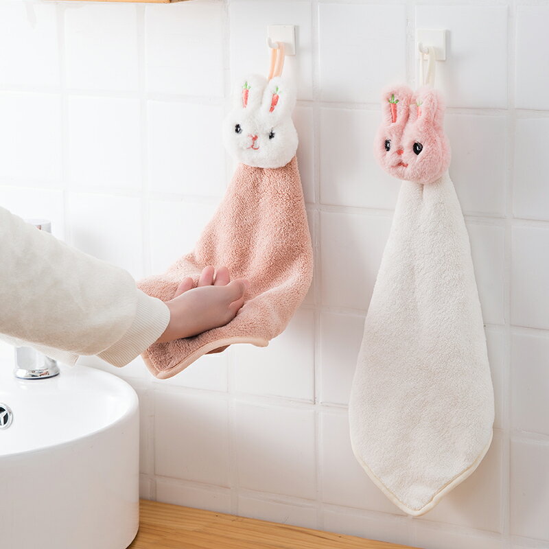 掛式擦手巾家用吸水可愛加厚浴室毛巾衛生間創意手帕廚房洗碗抹布