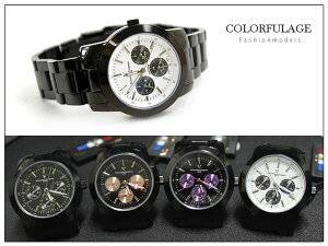 柒彩年代【NE280】范倫鐵諾不鏽鋼錶殼 錶帶~真三眼手錶~原廠公司貨 單支價格
