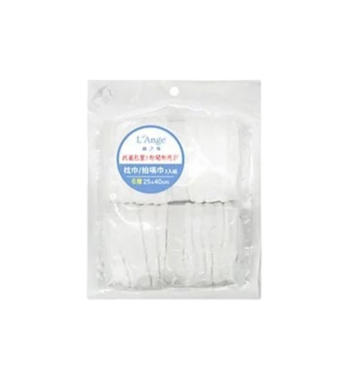 L'Ange棉之境6層紗布枕巾/拍嗝巾2入組(白色)25*40cm【德芳保健藥妝】