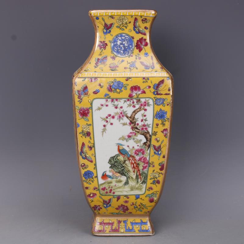 清代 乾隆年製款 琺瑯彩描金花鳥紋 四方花瓶 極品 高25.5ｃｍ 直径11ｃｍ(清)｜売買されたオークション情報、yahooの商品情報をアーカイブ公開  - オークファン 工芸品