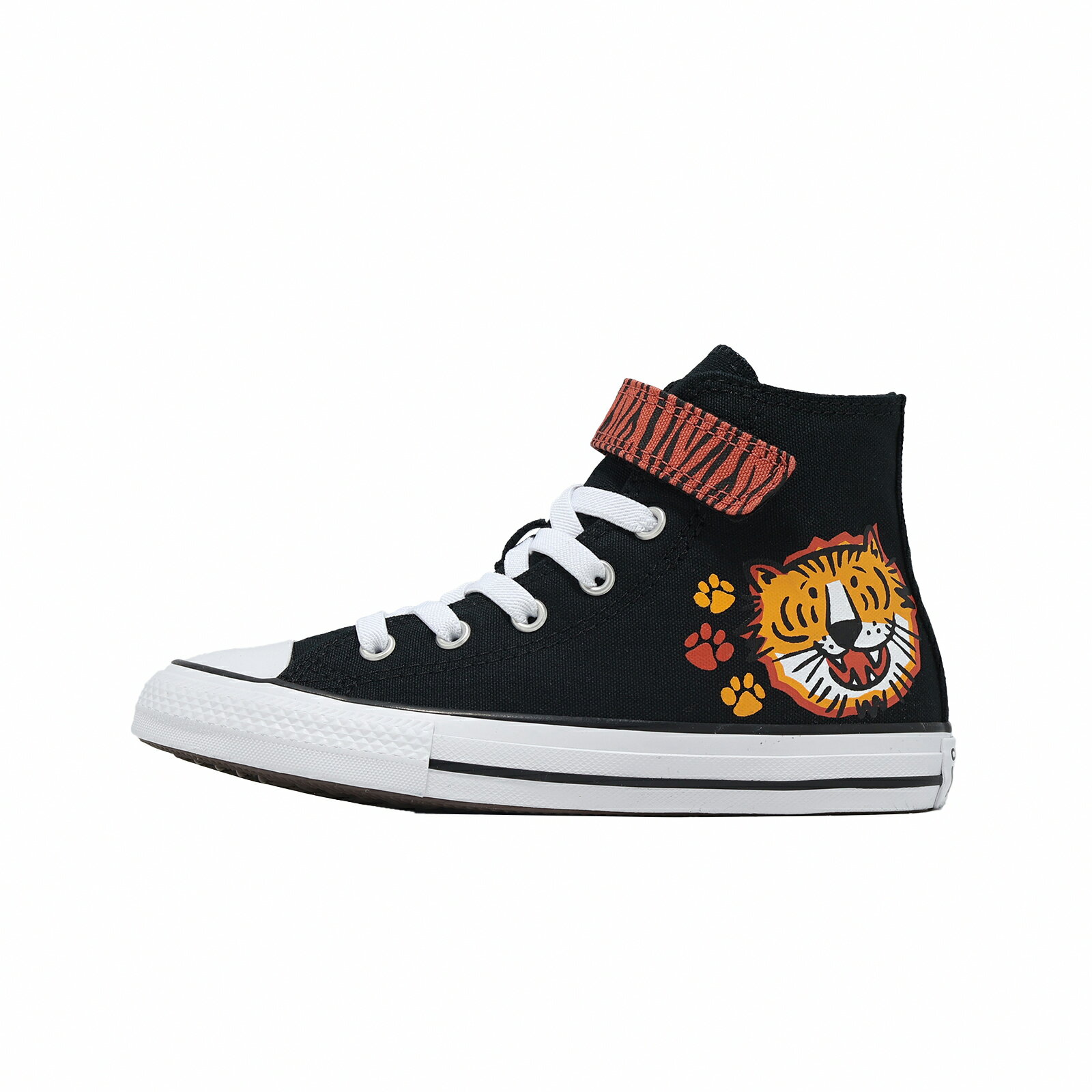 Converse 休閒鞋 All Star 1V 中大童 小朋友 黑 老虎 魔鬼氈 帆布鞋 A17798C