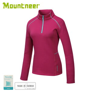 【Mountneer 山林 女針織保暖上衣《深桃紅》】32P26/保暖中層/長袖上衣