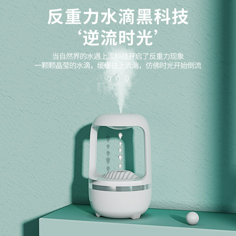 新款小型禮品桌面水滴倒流家用辦公靜音噴霧補水反重力加濕器「店長推薦」