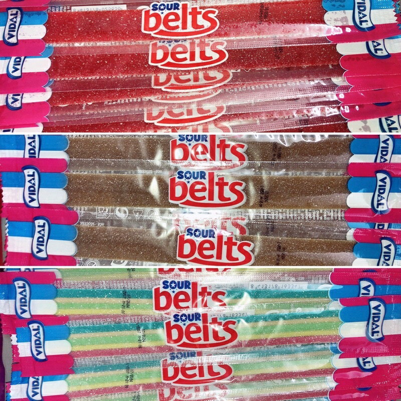 🔥現貨 belts 彼樂糖 草莓 可樂 水果五色酸扁帶 （9克/條）糖果 軟糖 進口零食（24H寄出）