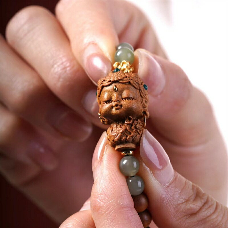 【巴黎精品】現貨+預購 天然檀木佛珠紫檀手珠手鍊沉香木手串雕刻手鐲轉運除穢淨化開運-度母男女飾品a1ki23