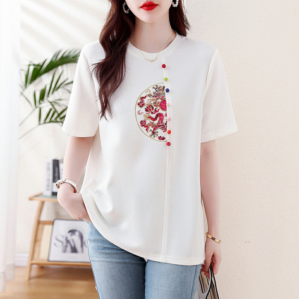 ＊ORead＊民族風圓領刺繡上衣(2色L~3XL)