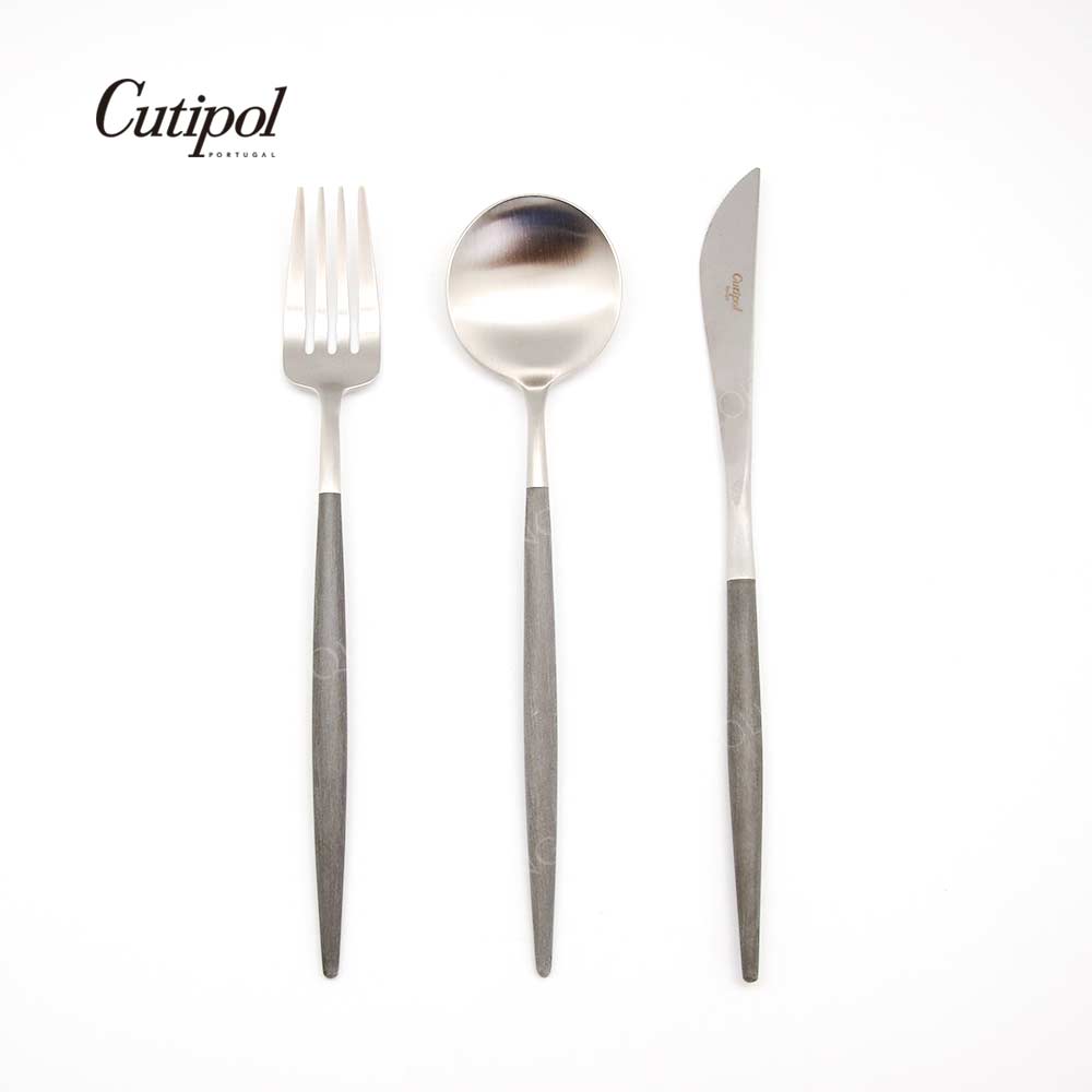 葡萄牙 Cutipol GOA系列個人餐具3件組-主餐刀+叉+匙 (灰銀)