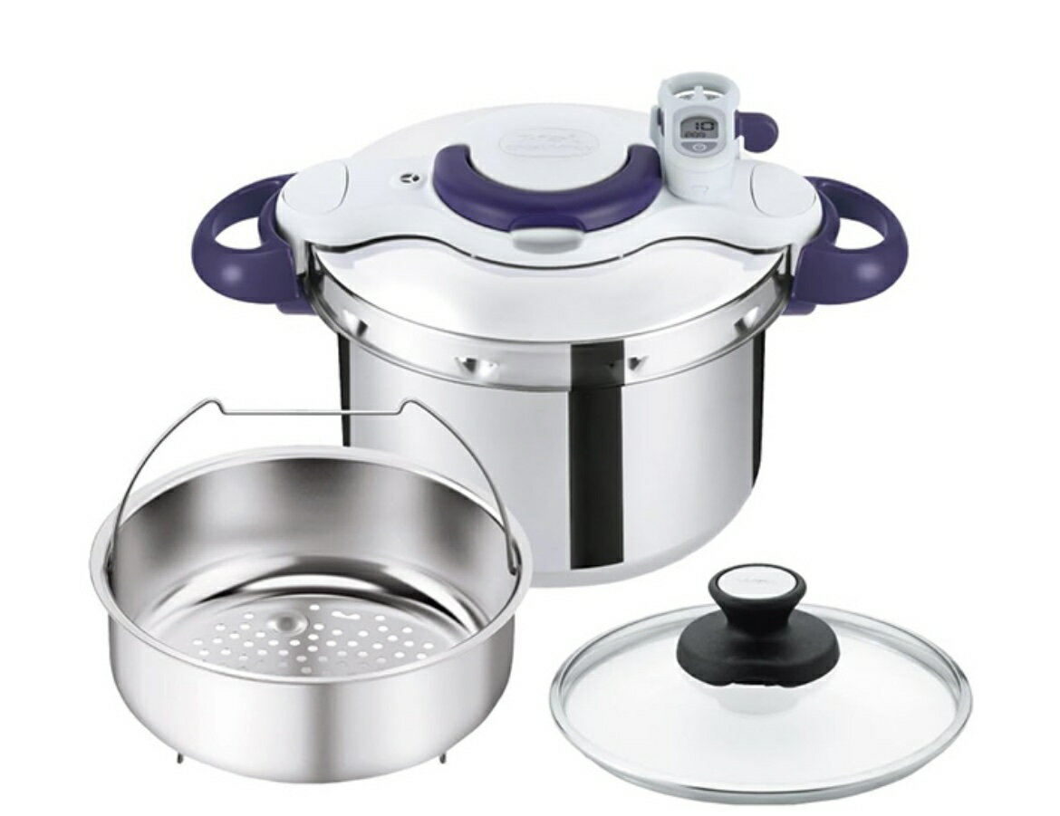 (免運) T-fal 法國特福 P4620735 壓力 6L 附計時器 附蒸盤 悶燒 燜燒 輕量 電磁爐可用 日本代購