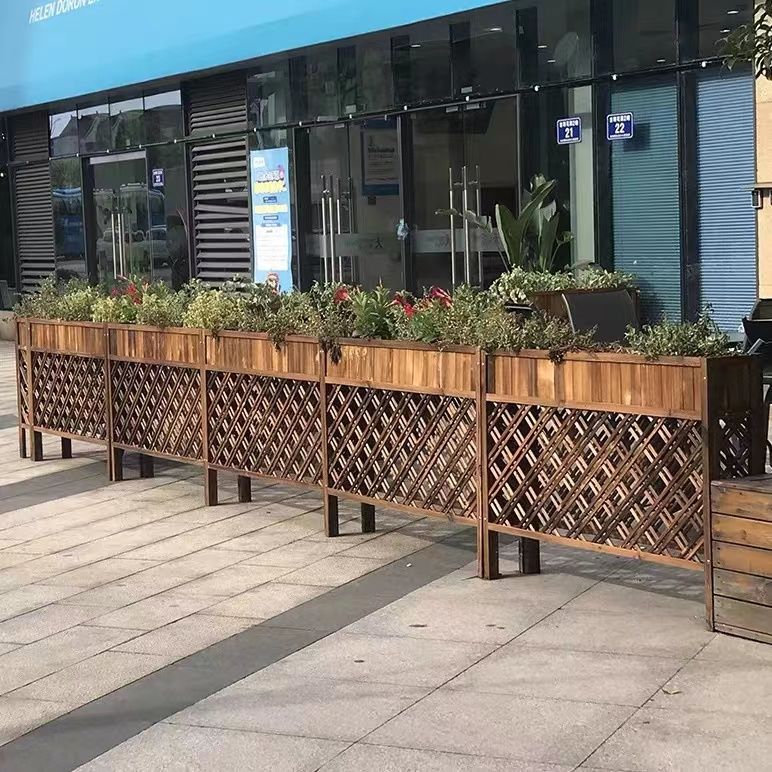 【最低價】【公司貨】防腐木隔斷花架木制戶外陽臺綠植花盆架餐廳客廳簡約家用花槽架 3