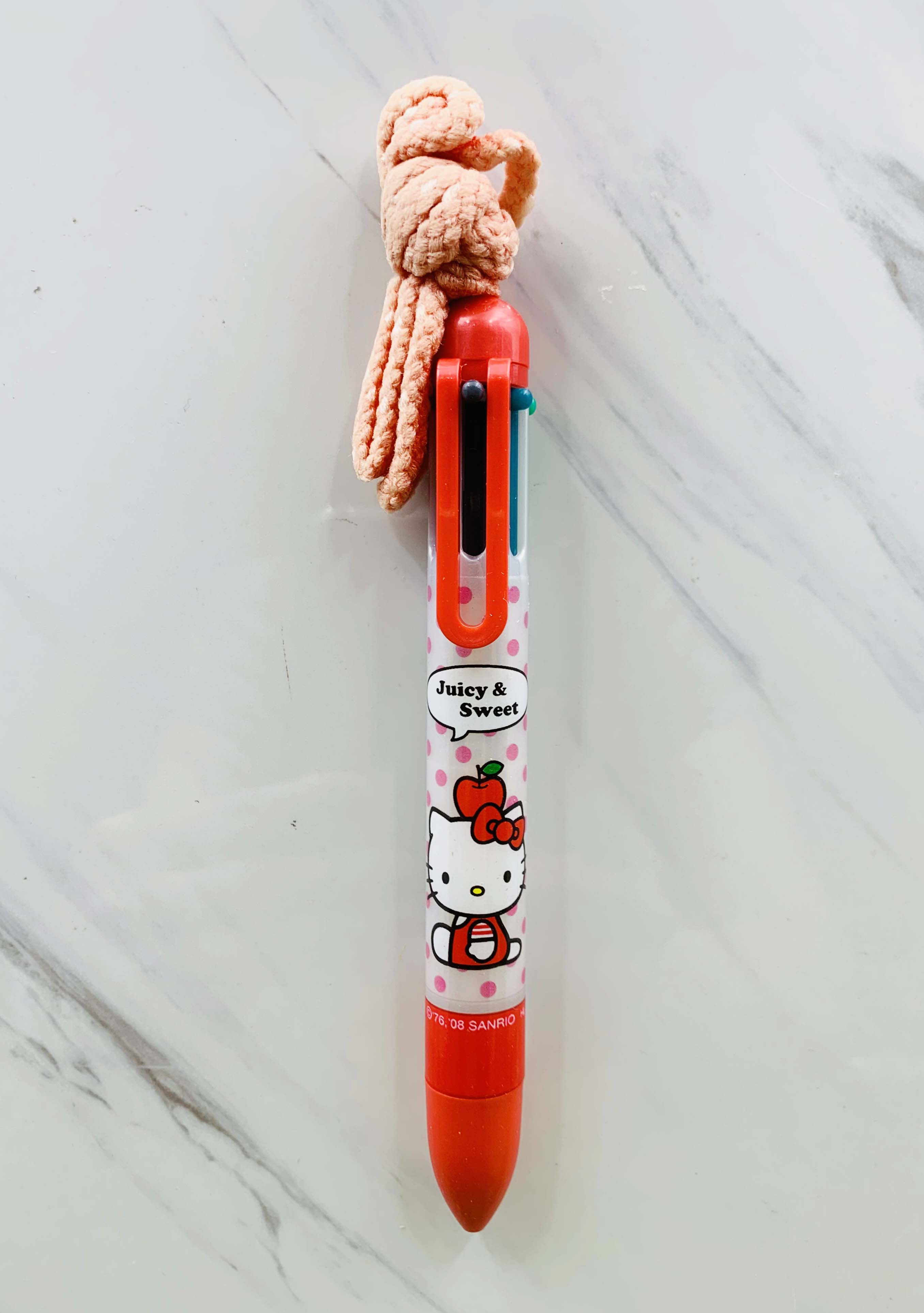 【震撼精品百貨】Hello Kitty 凱蒂貓~日本SANRIO三麗鷗 KITTY多色原子筆-6色-蘋果圖案-紅色