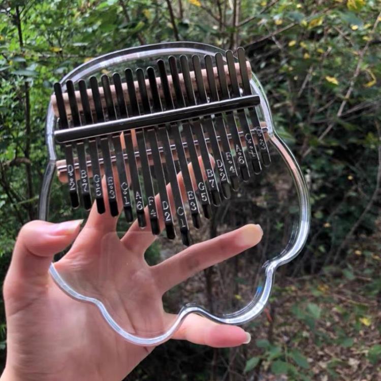 熱銷推薦-透明水晶卡林巴kalimba拇指琴小熊貓手指琴初學者專業17音21板式【摩可美家】