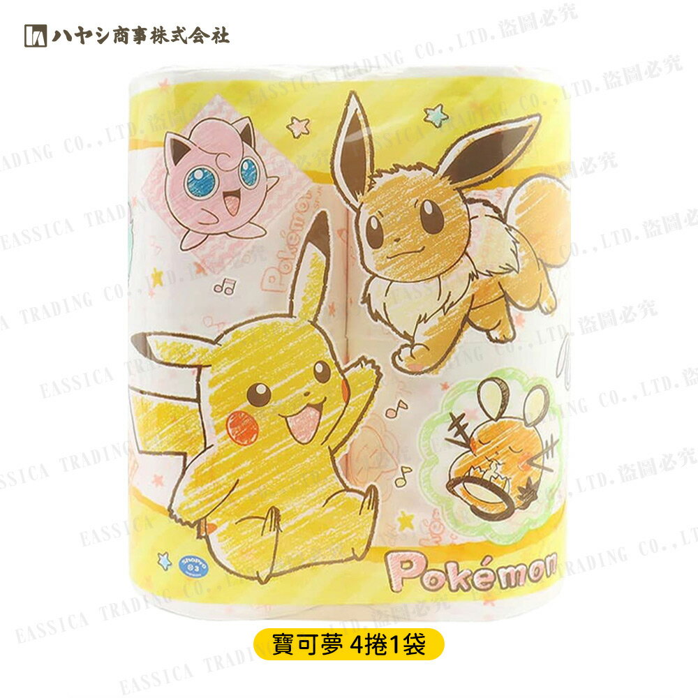 日本 HAYASHI 寶可夢印花 滾筒衛生紙 (30m/4捲1袋)