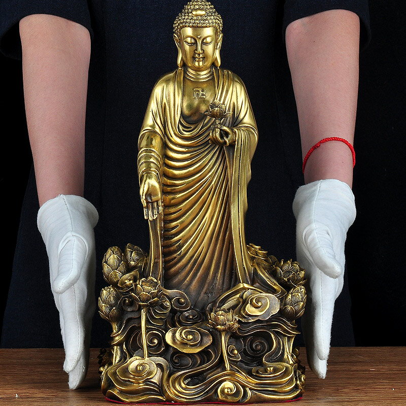 純銅釋迦牟尼佛佛像擺件釋迦牟尼佛站像大日如來家用寺廟佛堂供奉