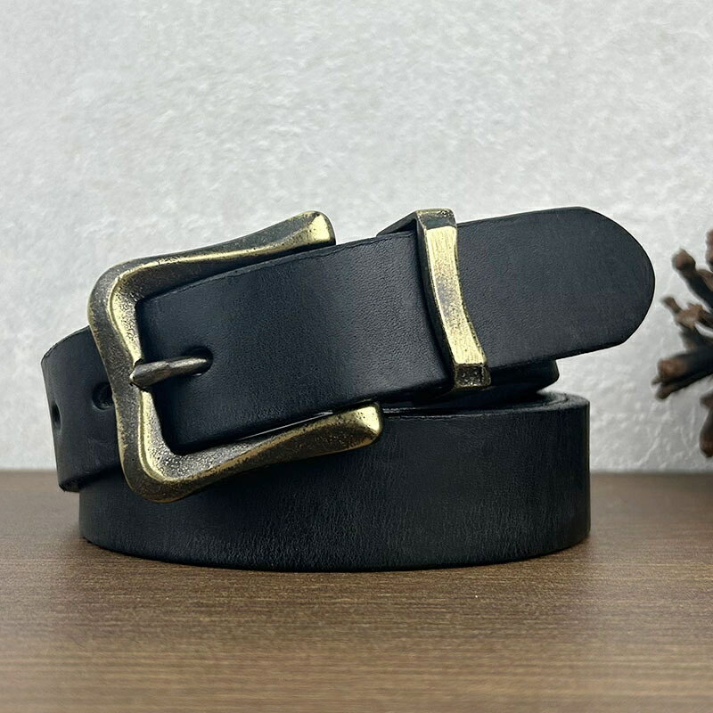 皮帶真皮腰帶-牛皮加厚復古銅釦女配件4色74jq34【米蘭精品】【獨家進口】