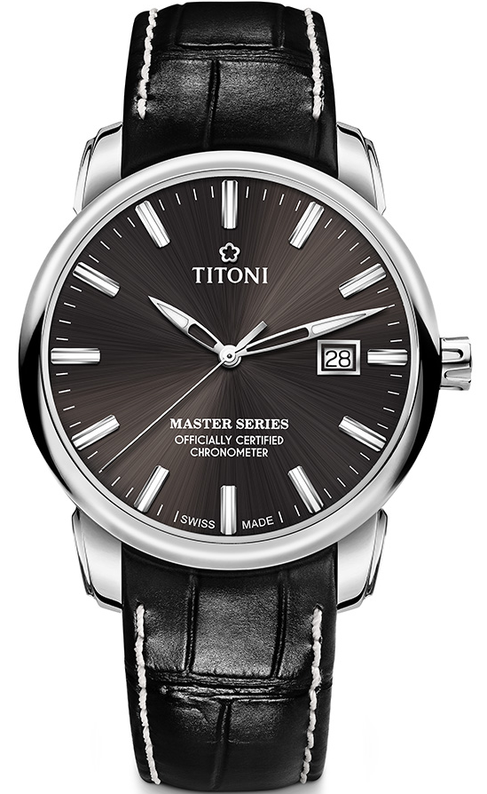 TITONI 梅花錶 大師系列 天文臺認證機械腕錶(83188S-ST-576)-41mm-灰面皮革【刷卡回饋 分期0利率】【APP下單點數13倍送】
