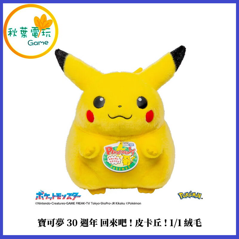 ●秋葉電玩●預購 寶可夢30週年 回來吧!皮卡丘! 1/1絨毛 26年6月至12月年底預計 0