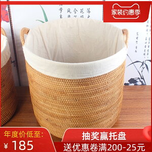 越南藤編臟衣簍大號收納桶天然手工編織簍收納筐臟衣桶三件套日本