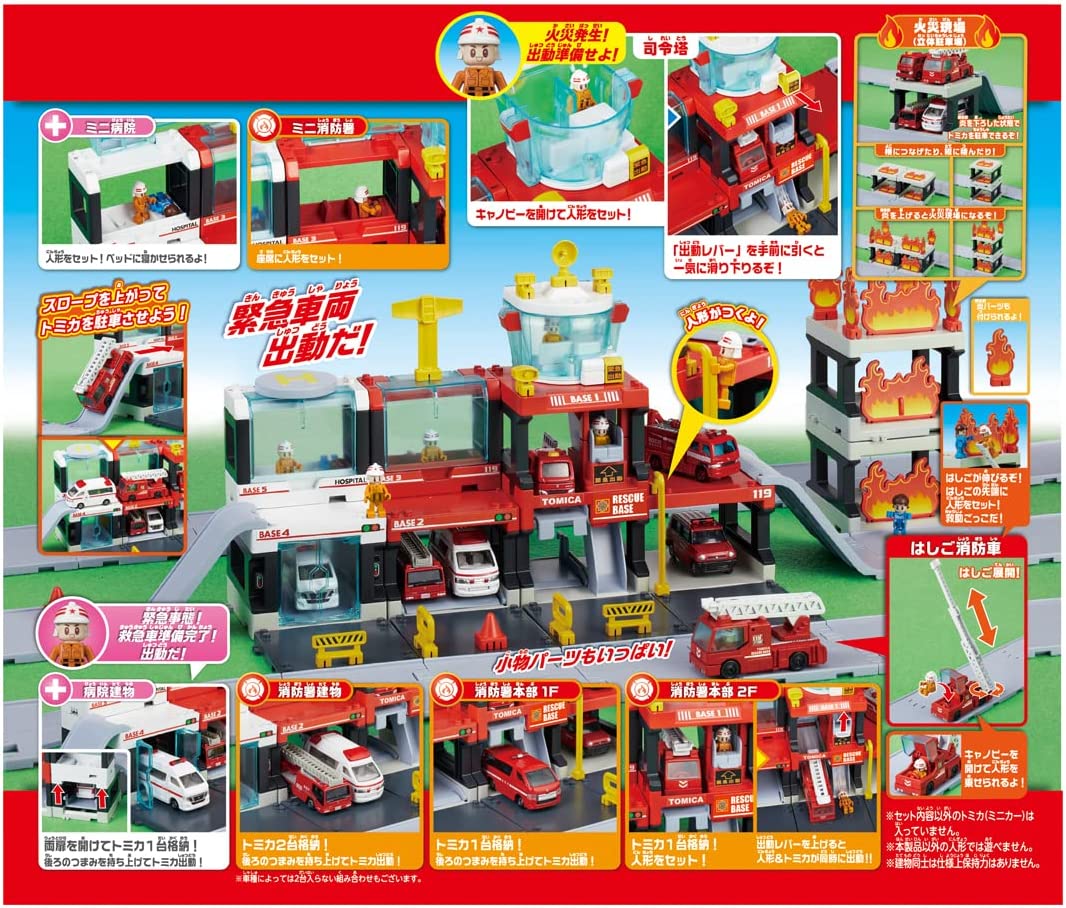 【Fun心玩】TW20968 正版 新城鎮 消防基地 (內附消防車*1) TOMICA 消防車 多美小汽車 場景 模型 7