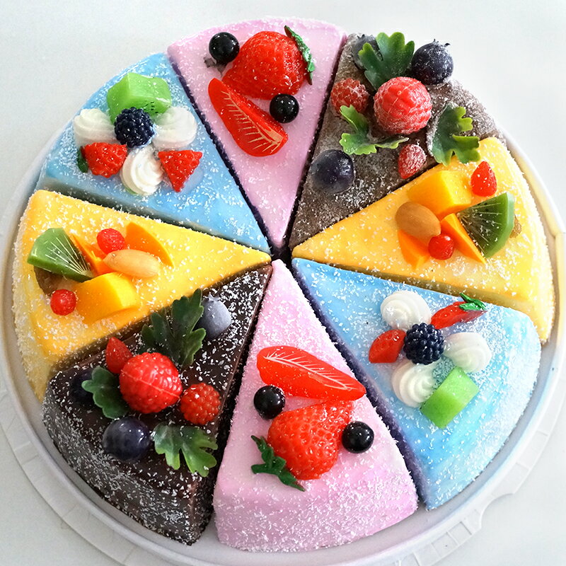 仿真三角蛋糕生日蛋糕模型新款水果食物擺件假蛋糕美食攝影道具