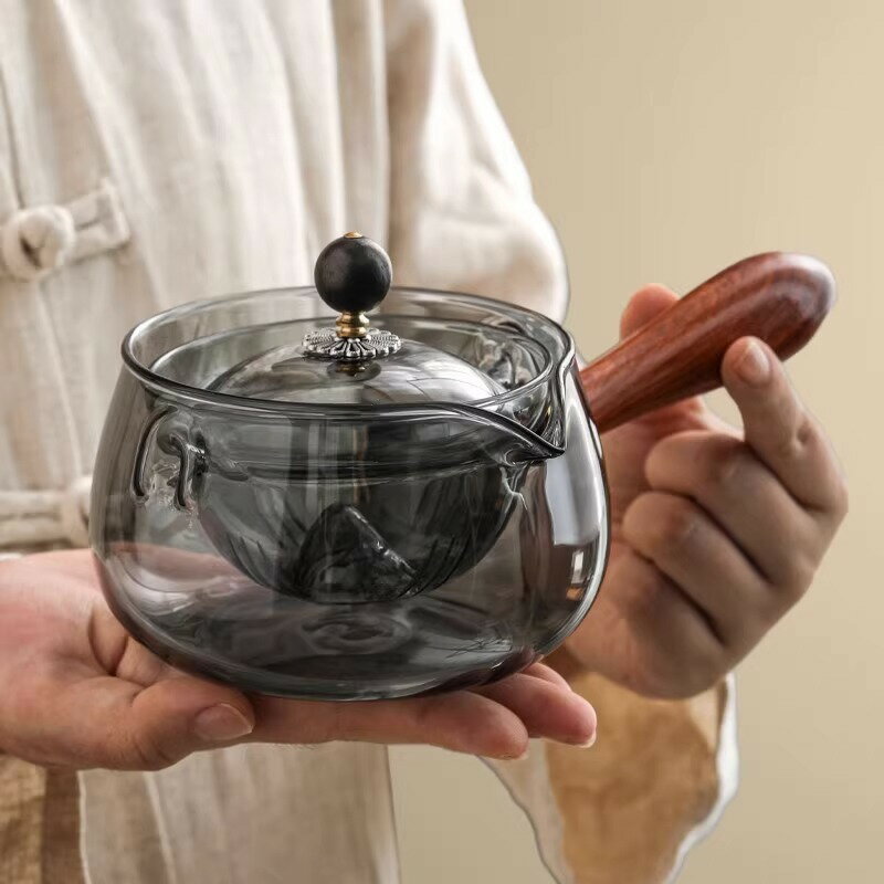 【良品舎】全館免運 開發票 保售後 茶壺 茶具 玻璃壺 旋轉逍遙壺小青柑專用側把茶壺玻璃圍爐煮茶器家用電陶爐茶具套裝
