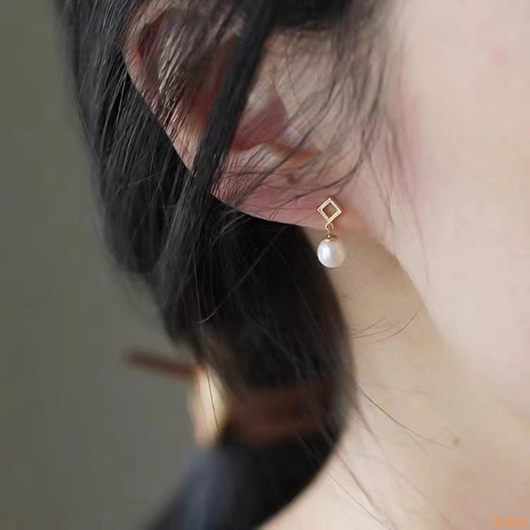 樂淘館珍珠耳釘法式幾何復古耳環女小眾設計輕奢氣質獨特耳飾高級