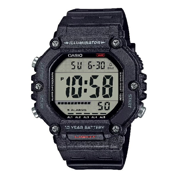 CASIO卡西歐 AE-1600H-1AV 10年電力八角型數位錶 黑 49.7mm ｜樂天領券現折★全館特惠中★指定刷卡回饋10%