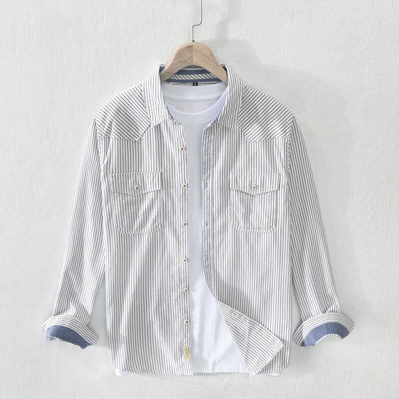 現貨+預購 男襯衫長袖上衣男商務休閒襯衫上衣-休閒條紋男裝4色74kz75【獨家進口】【米蘭精品】