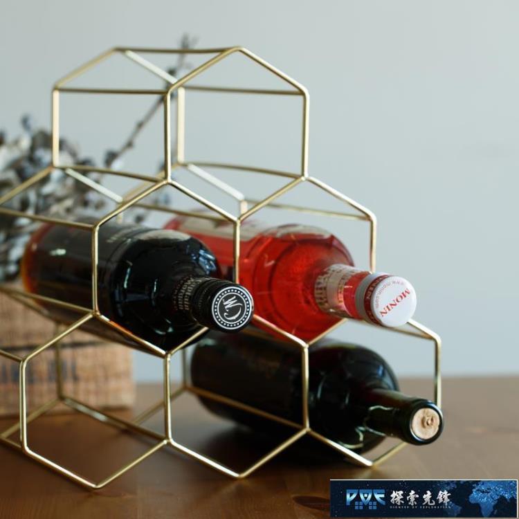 酒架 妙HOME北歐金屬紅酒架擺件創意葡萄酒架子家用客廳酒櫃展示架簡約【摩可美家】