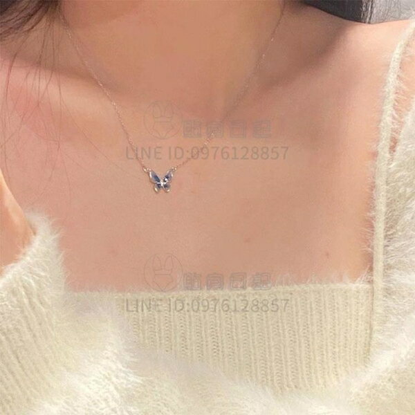 項鏈琺瑯夢幻蝴蝶項鏈女款高級感鎖骨鏈簡約氣質毛衣鏈【倪醬小鋪】