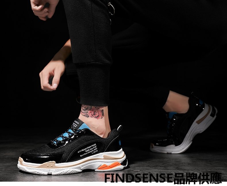 FINDSENSE品牌 秋款 新款 日本 男 高品質 個性 簡約 舒適耐磨 百搭 跑步鞋 橡膠底 運動 休閒鞋 潮流鞋子