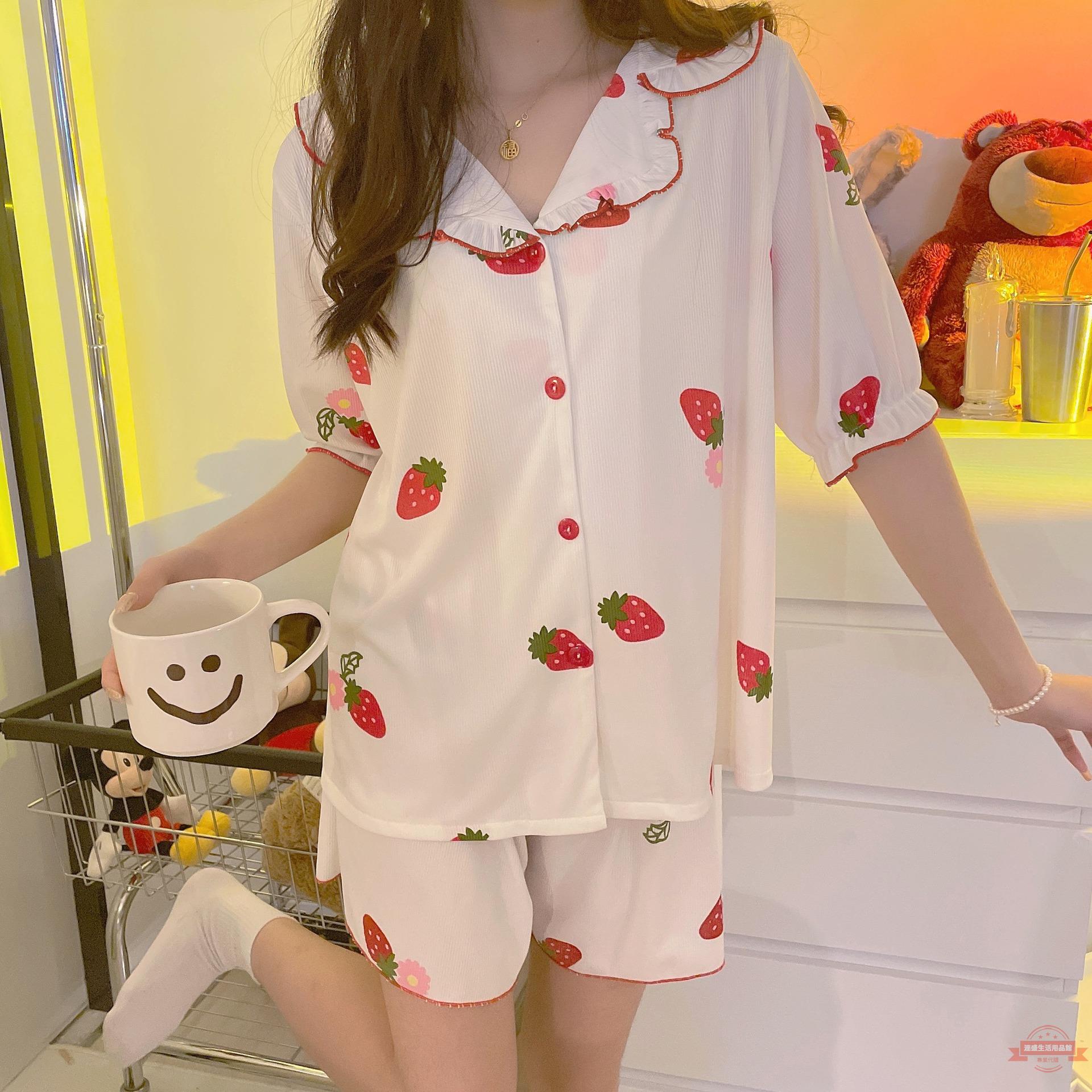 2022年夏季新款睡衣女ins甜美可愛公主仙女風短袖冰絲家居服套裝