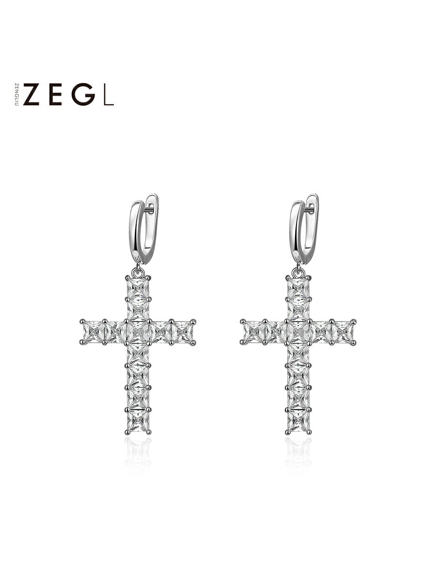 ZENGLIU復古十字架耳環女韓國氣質耳扣耳釘2021年新款潮網紅耳飾