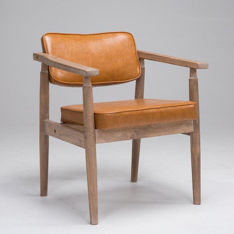 椅子 梵辰實木白色復古做舊靠背椅歐式扶手咖啡廳餐廳椅書房休閑椅北歐 交換禮物