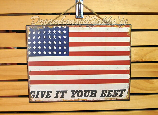 美式鄉村風 超漂亮 復古仿舊鐵板 壁掛/鐵板畫 《 美國旗 》★ 夢想家精品家飾 ★