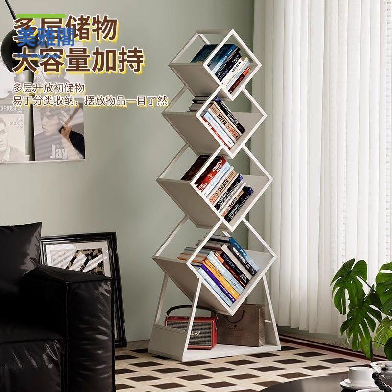 廠家直出 置物架 隔斷 收納架 展示架 多層架 現代簡約多層可旋轉角落書架落地架子置物架客廳鐵藝床頭收納架 工廠現貨 八折下殺syeb