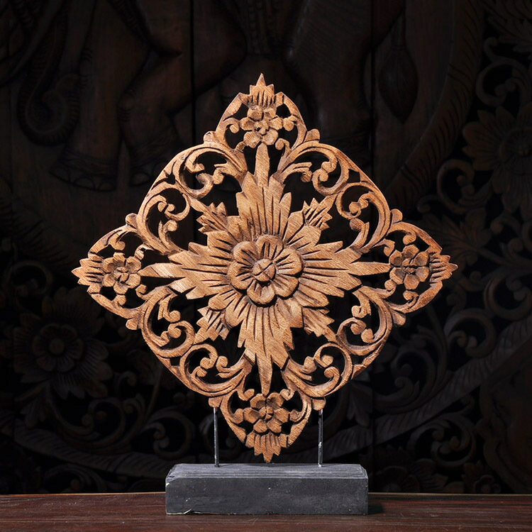 東南亞創意個性招財擺件泰式木雕家居桌面裝飾品擺件泰國工藝品1入