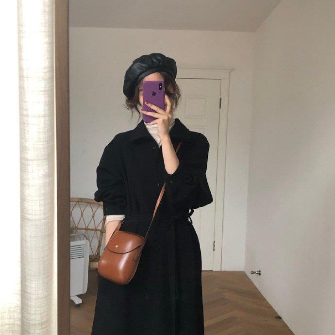 連衣裙裙子女韓版學生襯衫裙女收腰女中長款時尚百搭過膝長裙春季新款