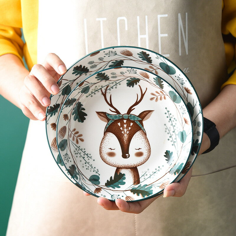 碗碟套裝家用創意個性可愛卡通陶瓷高檔餐具碗盤米飯碗面碗沙拉碗