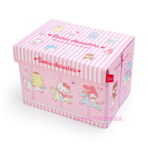 asdfkitty*三麗鷗家族旋轉木馬粉紅色可摺疊小型收納箱/整理箱/置物箱-日本正版商品